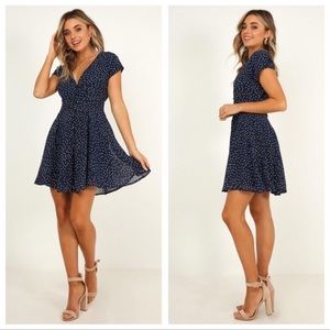 ShowPo navy blue & white polkadot sundress